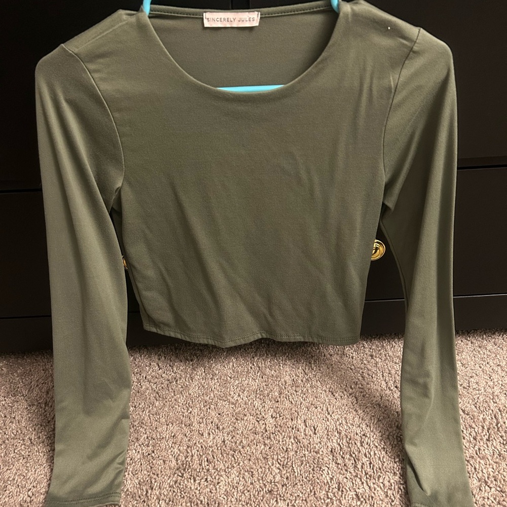 Olive Green Long Sleeve Top